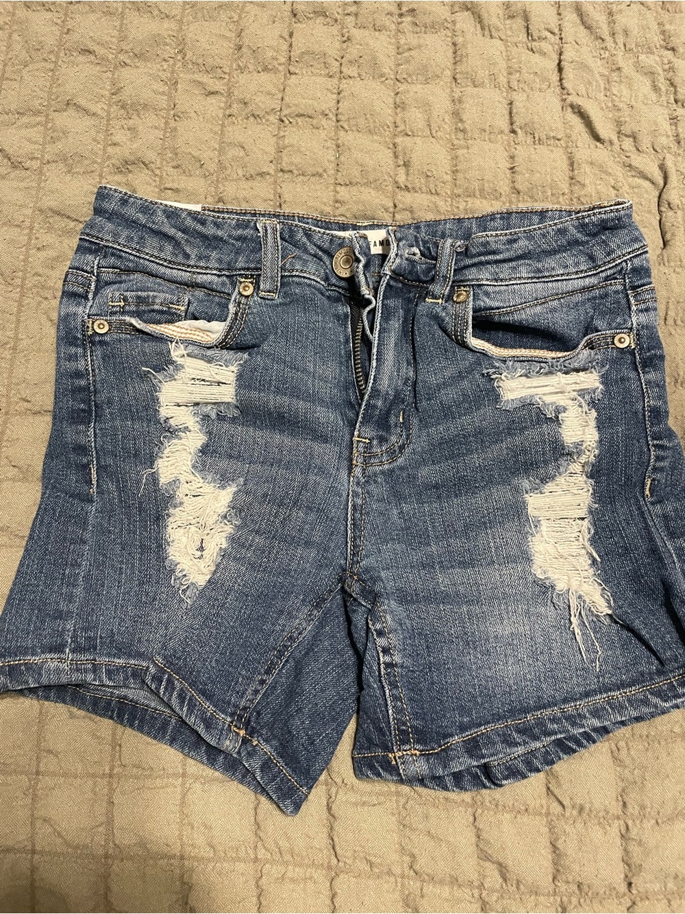Almost Famous Distressed Blue Denim Jean Shorts